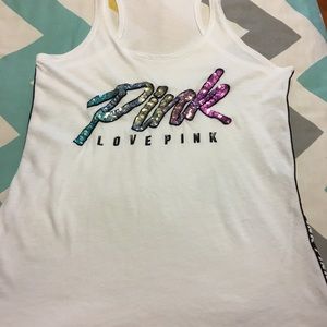 Pink glitter tank